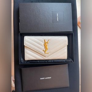 Authentic Bone YSL Cassandre Wallet
